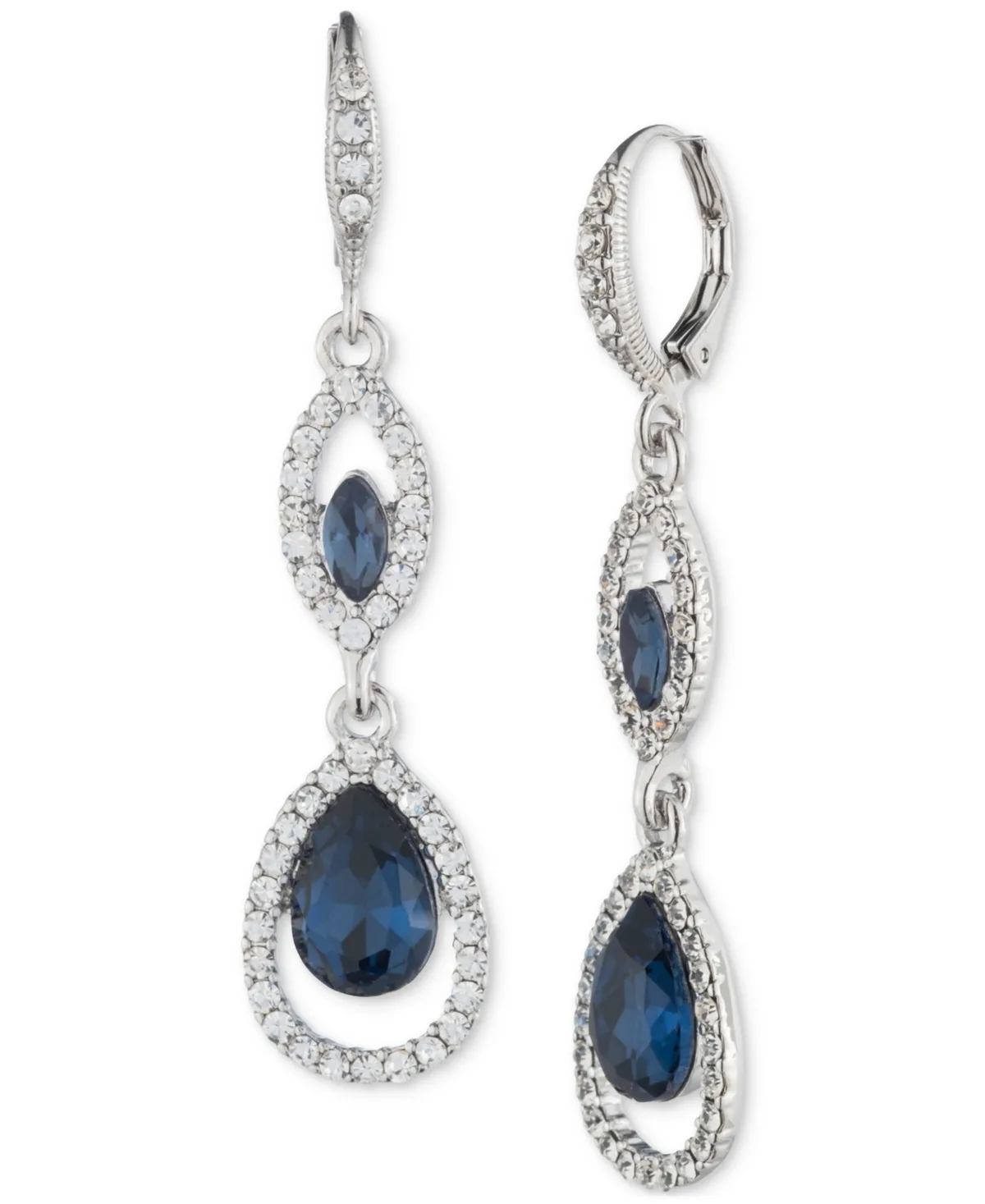 Pave & Color Crystal Double Drop Earrings