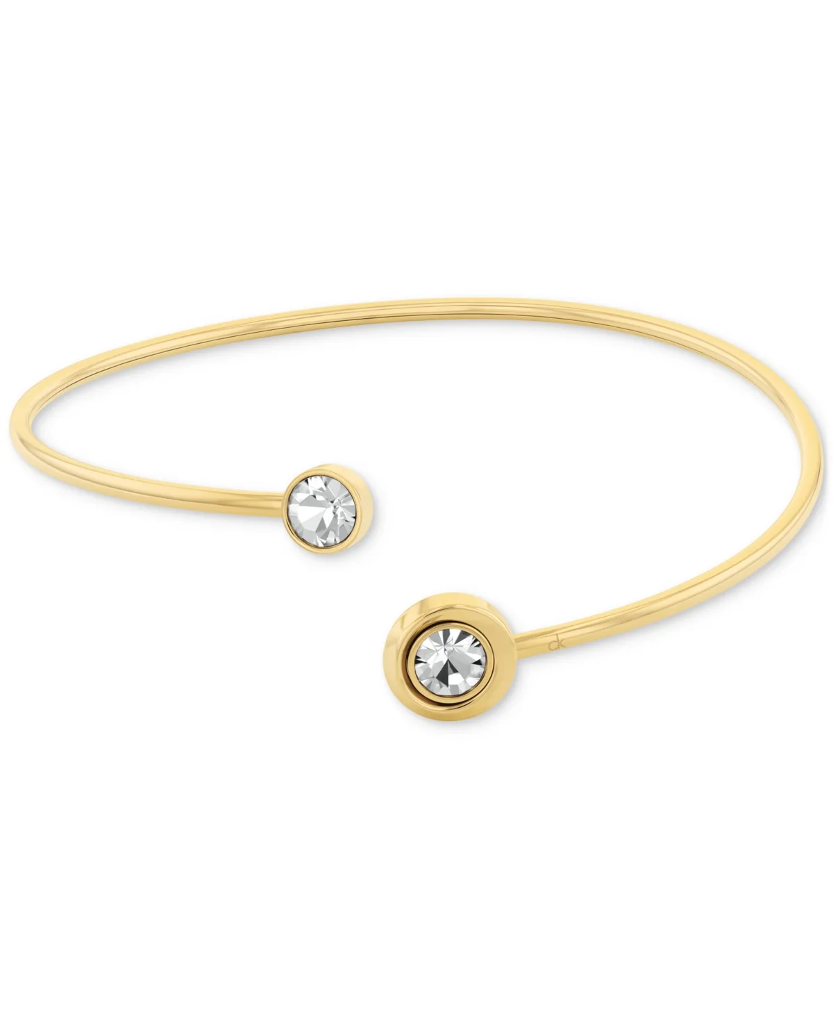 Stainless Steel Cubic Zirconia Twisted Bezel Cuff Bracelet by Calvin Klein