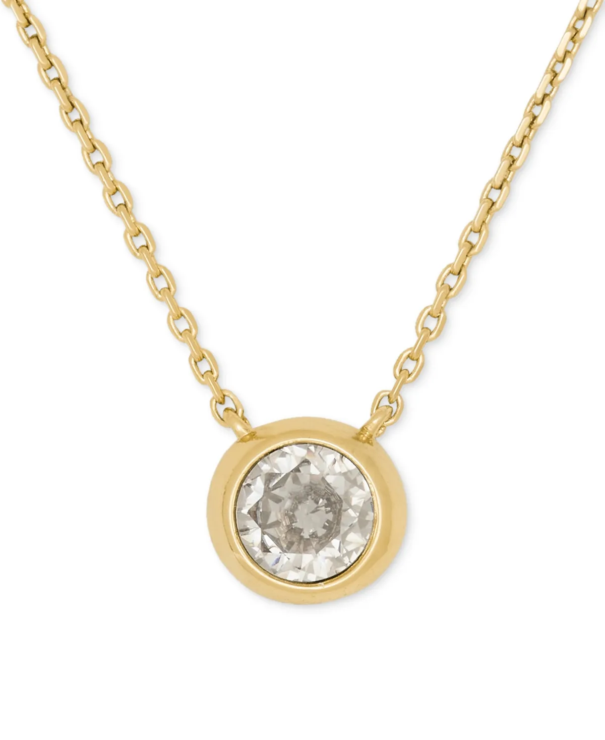 Gold-Tone Molten Glass Stone Short Pendant Necklace