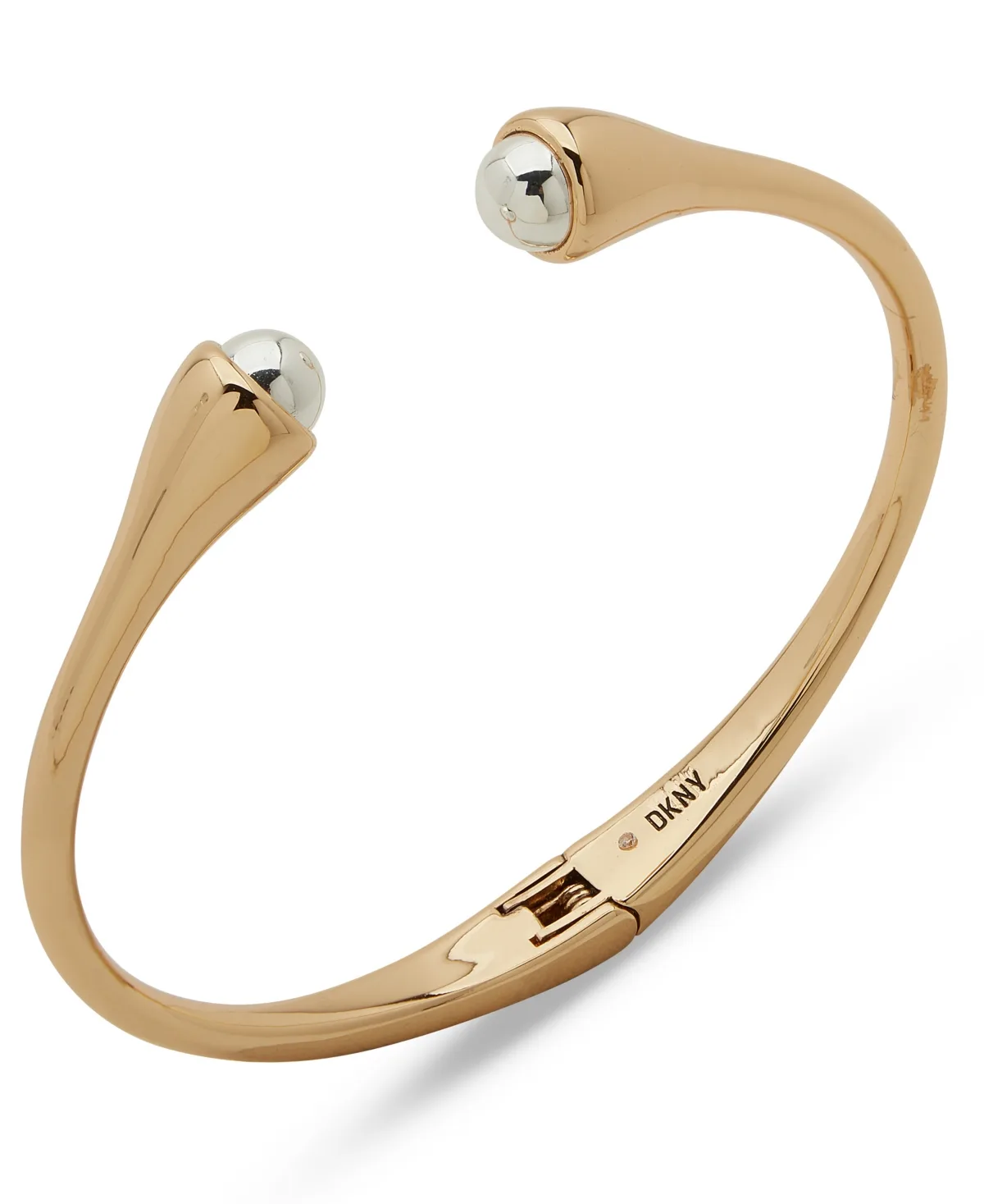 Two-Tone Bead-Tipped Hinged Cuff Bracelet by Dkny