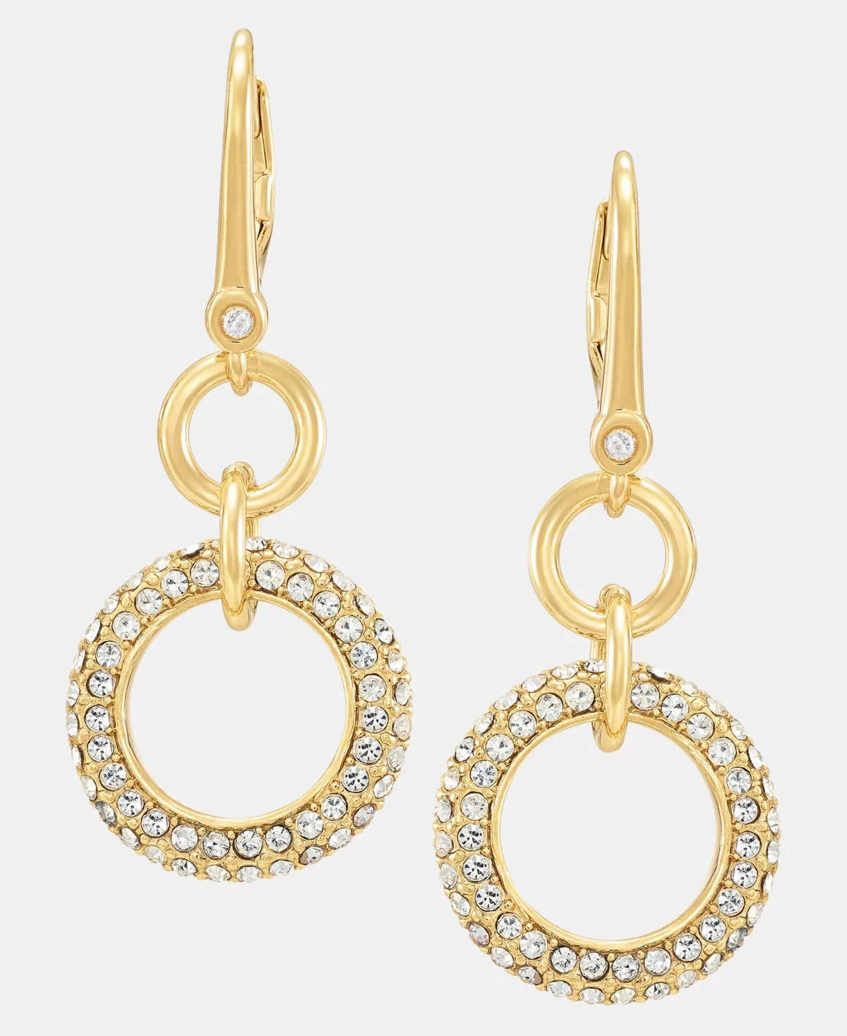 Gold-Tone Crystal Pave Circle Double Drop Earrings by Dkny