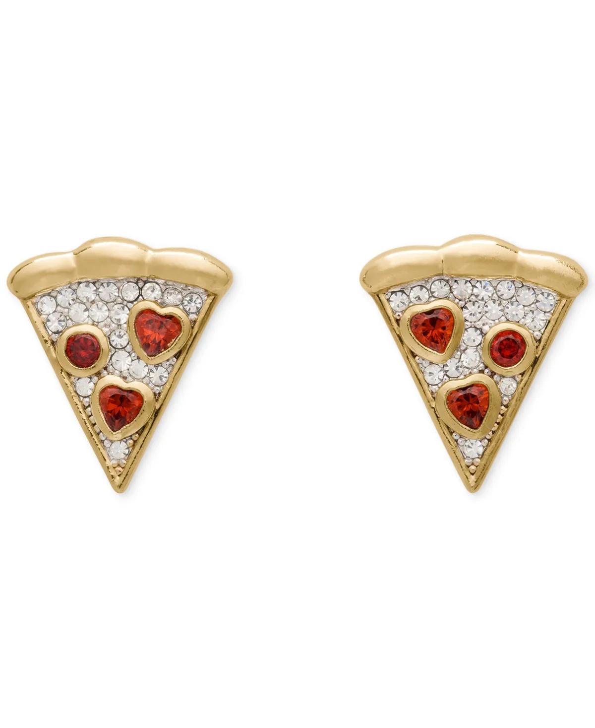 Cubic Zirconia Pizza My Heart Stud Earrings