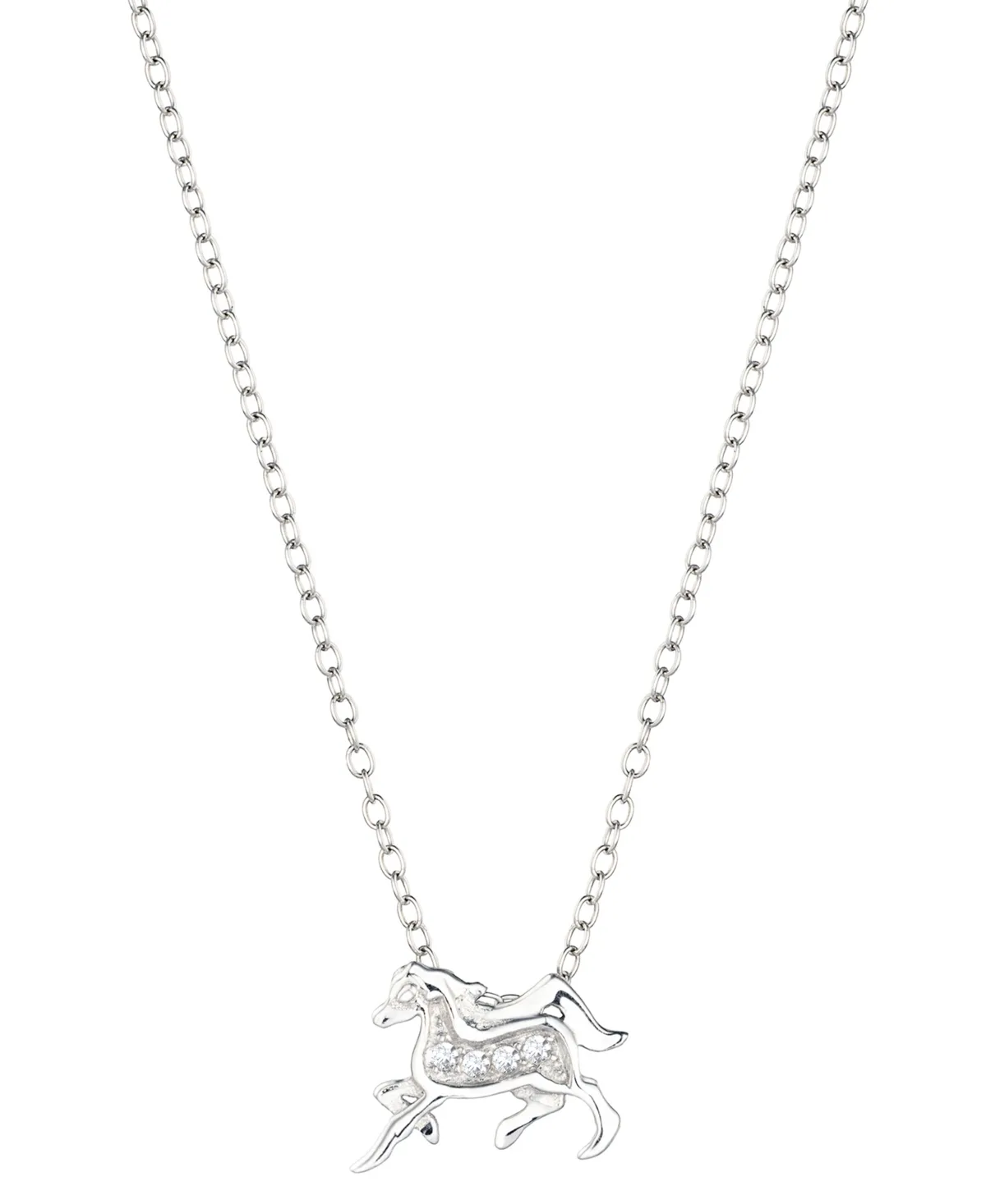 Cubic Zirconia Galloping Horse 18" Pendant Necklace in Sterling Silver by Macy's