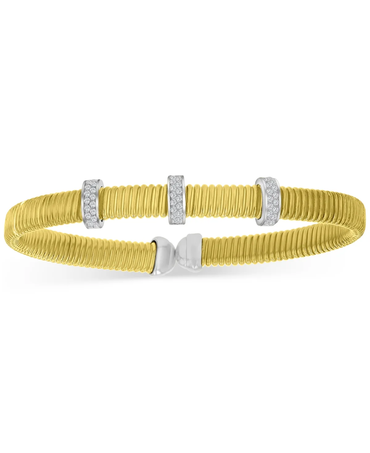 Cubic Zirconia Cuff Bracelet in 14k Gold-Plated Sterling Silver