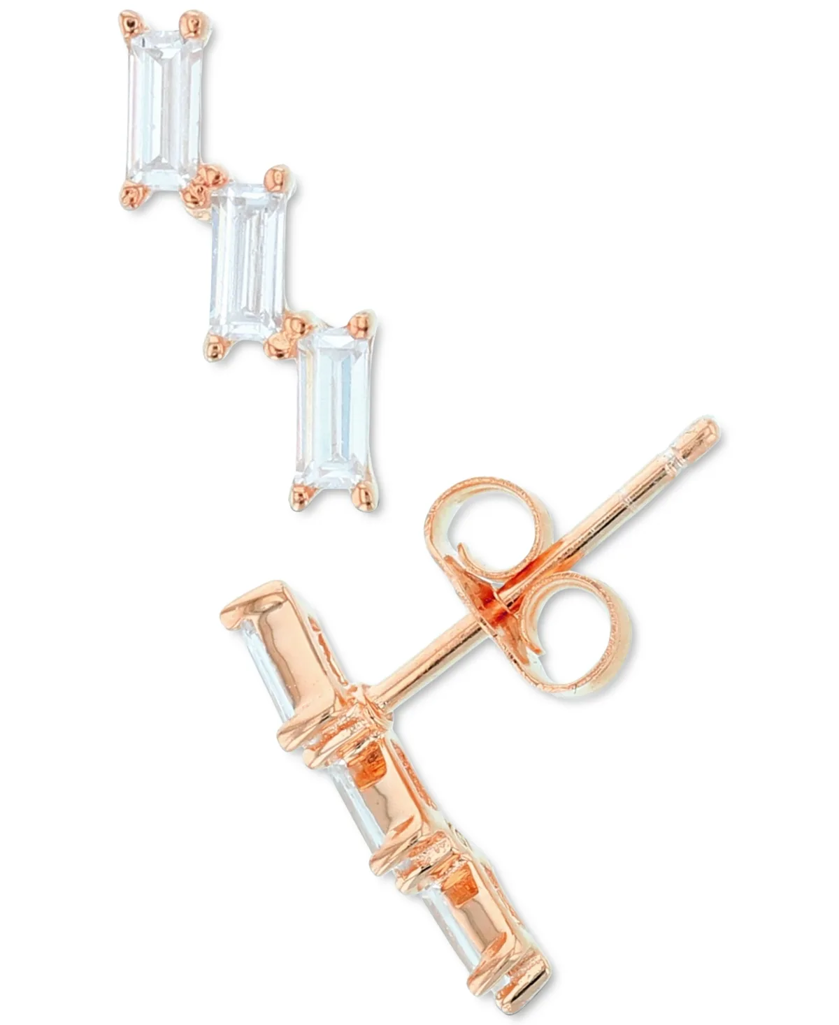 Cubic Zirconia Baguette Stud Earrings in 14k Rose Gold-Plated Sterling Silver by Macy's