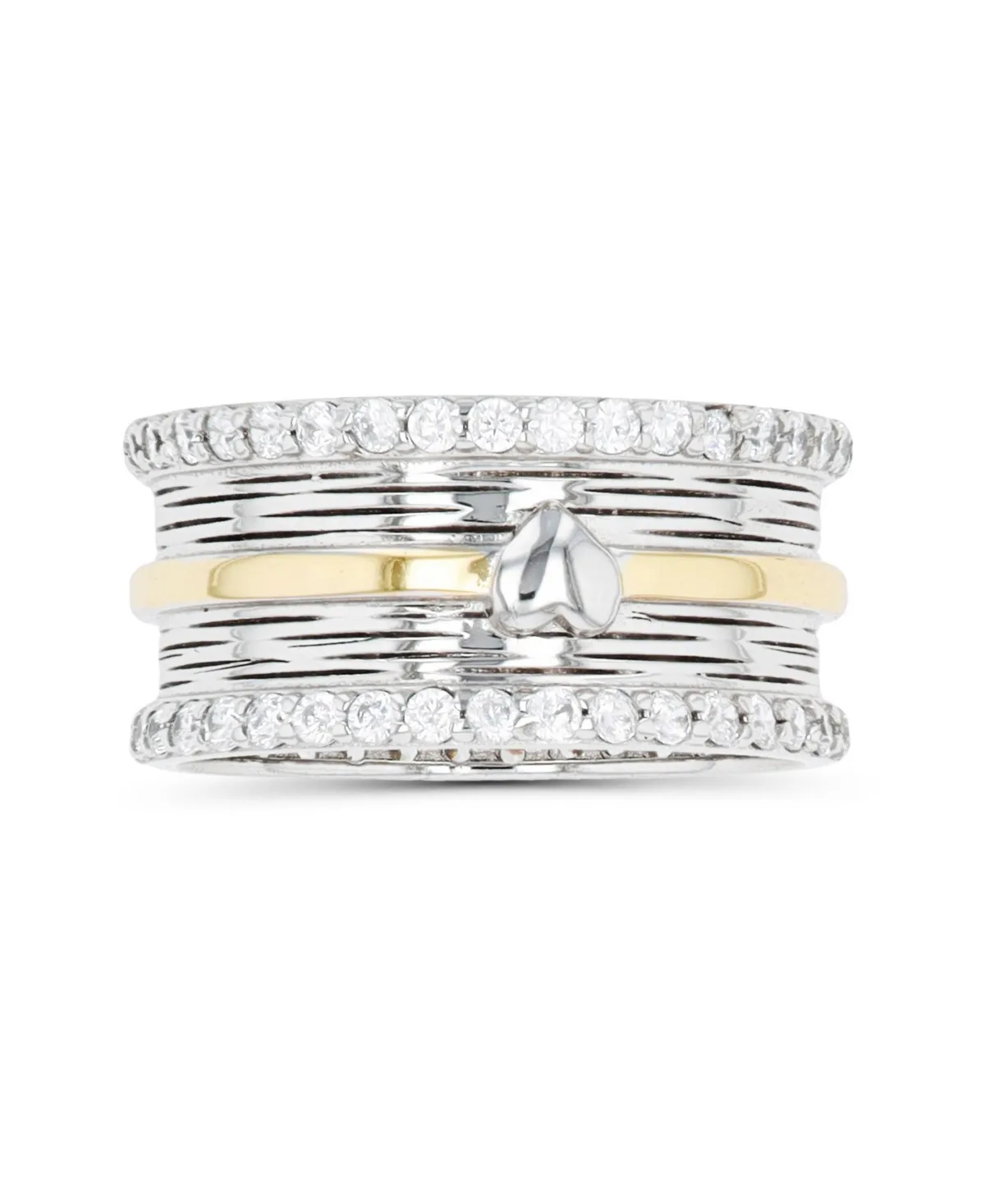 Cubic Zirconia Two Tone Polished Heart Paved Ring by Macy's