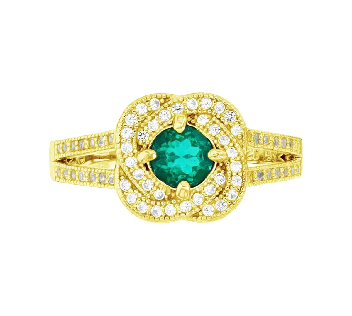 Cubic Zirconia Knot Ring in 14k Gold-Plated Sterling Silver