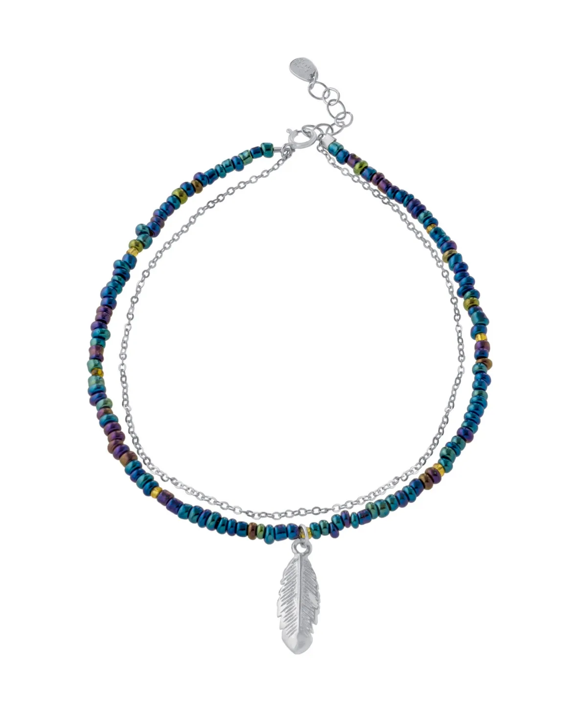 Fine Dark Blue Seed Beads Ankle Bracelet in Sterling Silver by Giani Bernini