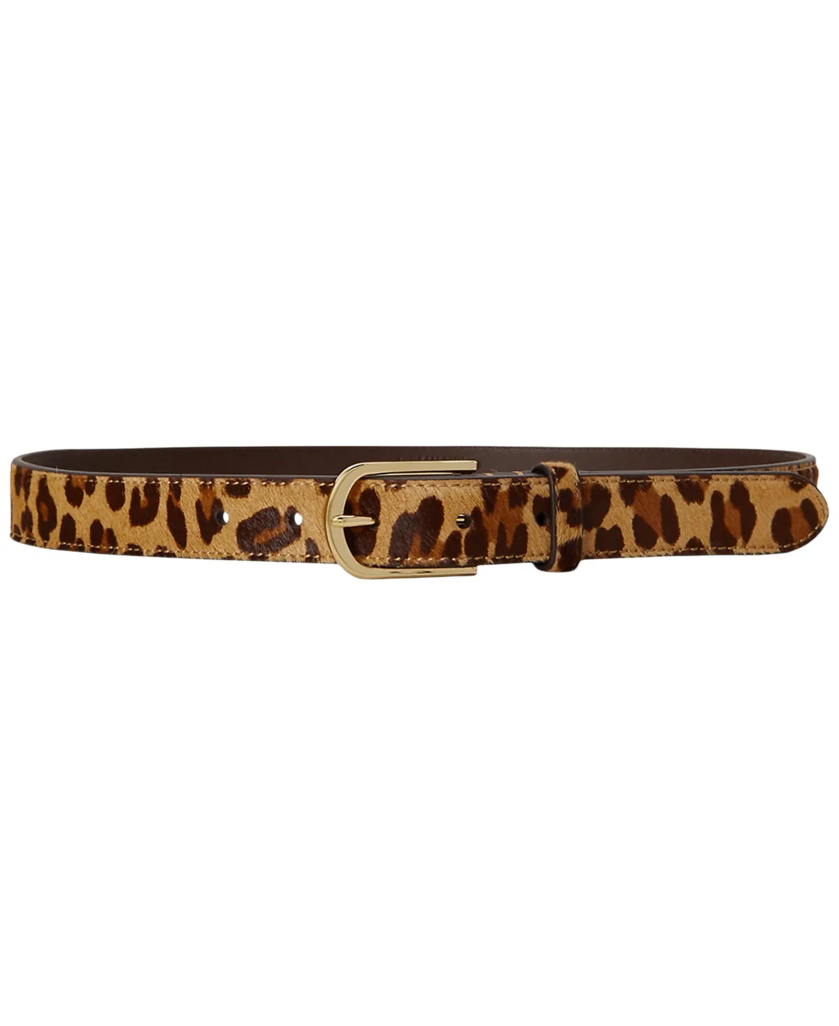 Leopard Print Leather Skinny Belt