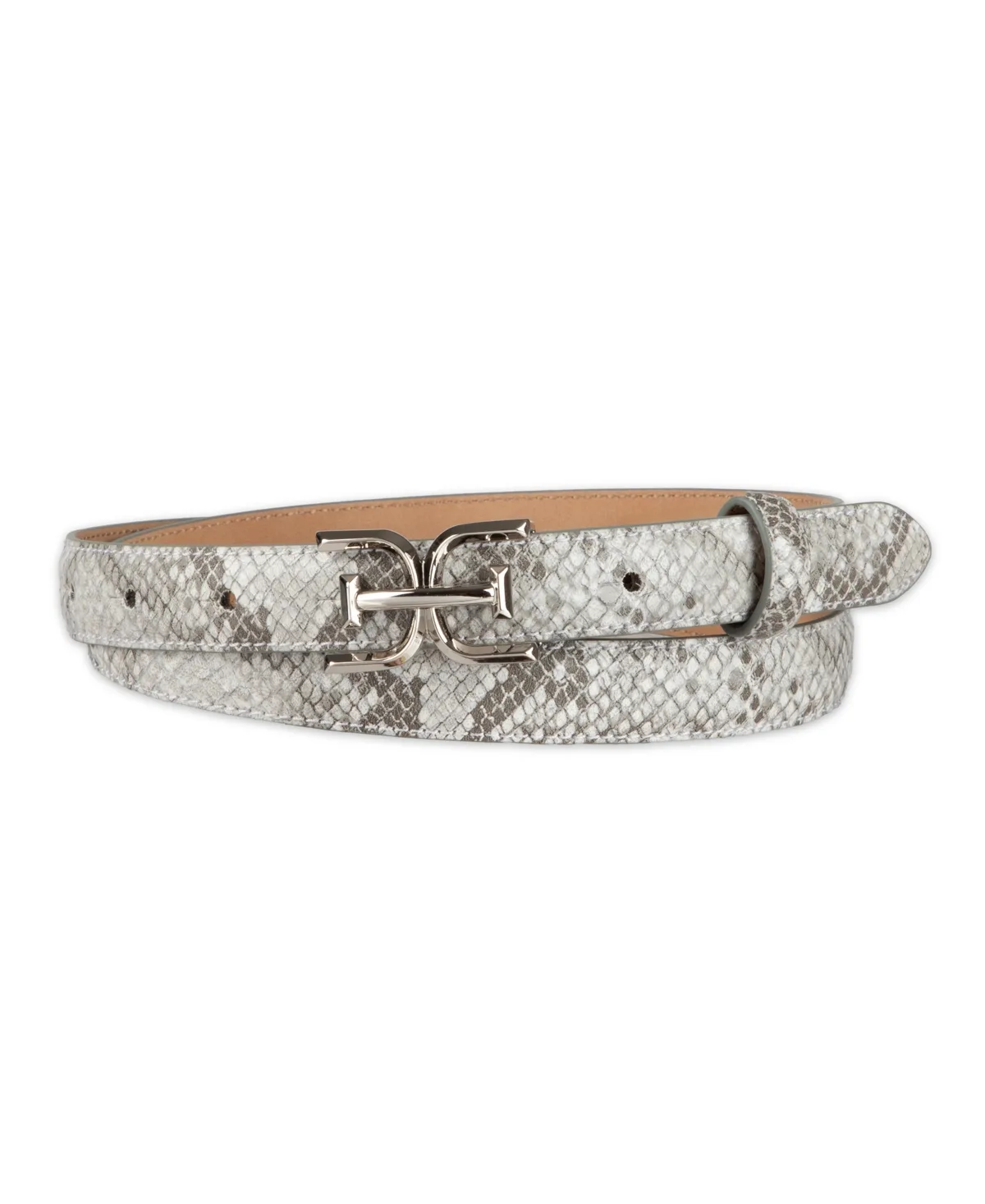 Ultra Skinny Double-E Logo Plaque Buckle Belt by Sam Edelman