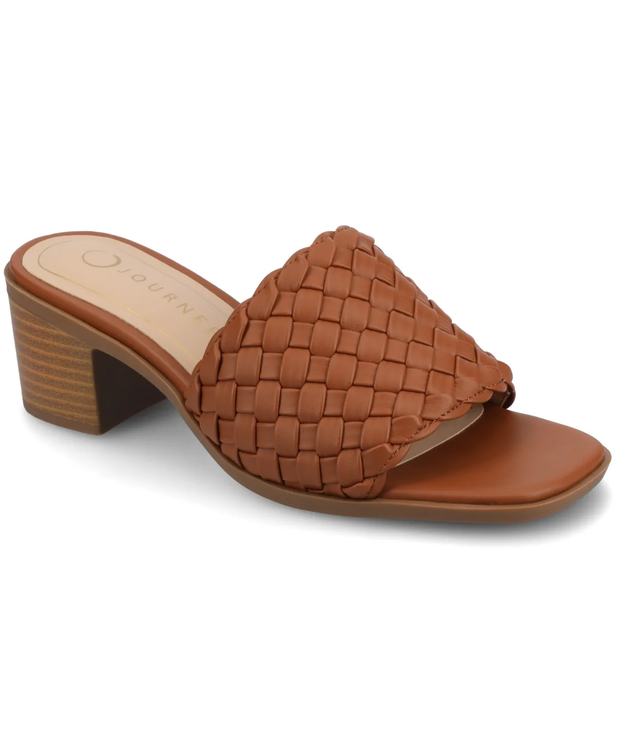 Fylicia Woven Block Heel Slide Sandals by Journee Collection