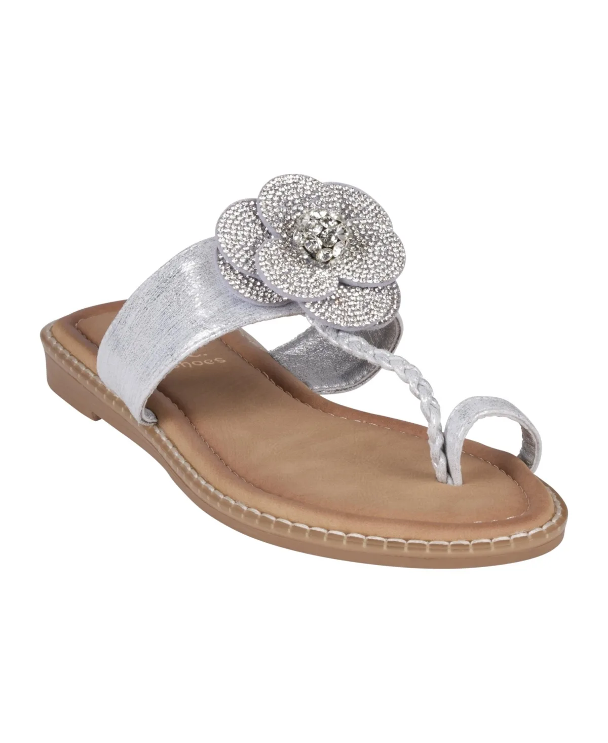 Blossom Flower Embellished Toe Ring Flat Sandals