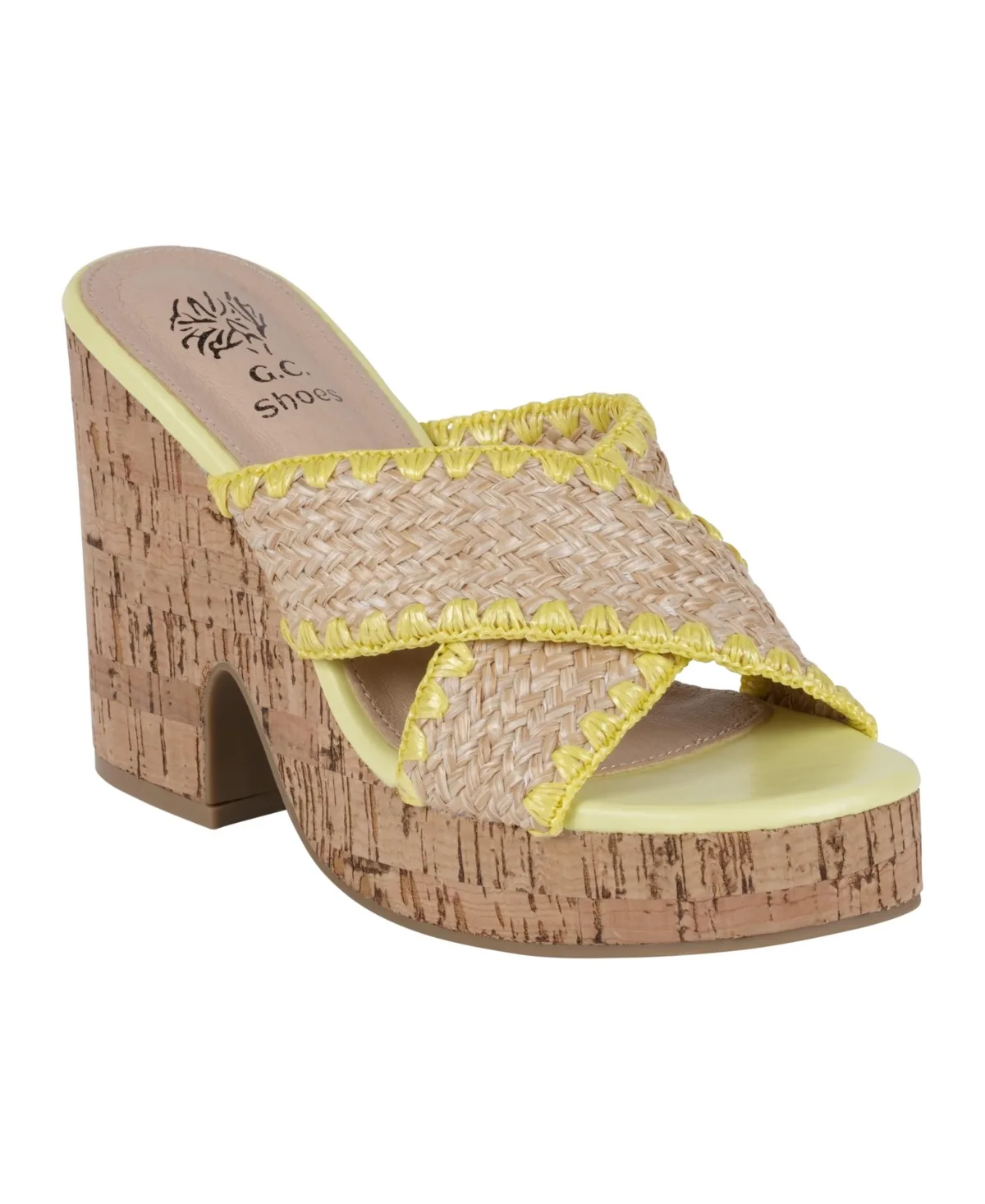 Elsa Woven Cork Heel Platform Sandals by Gc Shoes