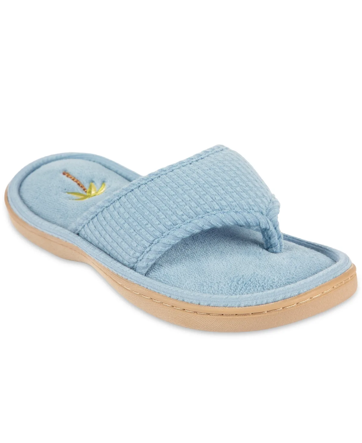 Embroidered Seersucker Flip Flop Slippers by Isotoner Signature