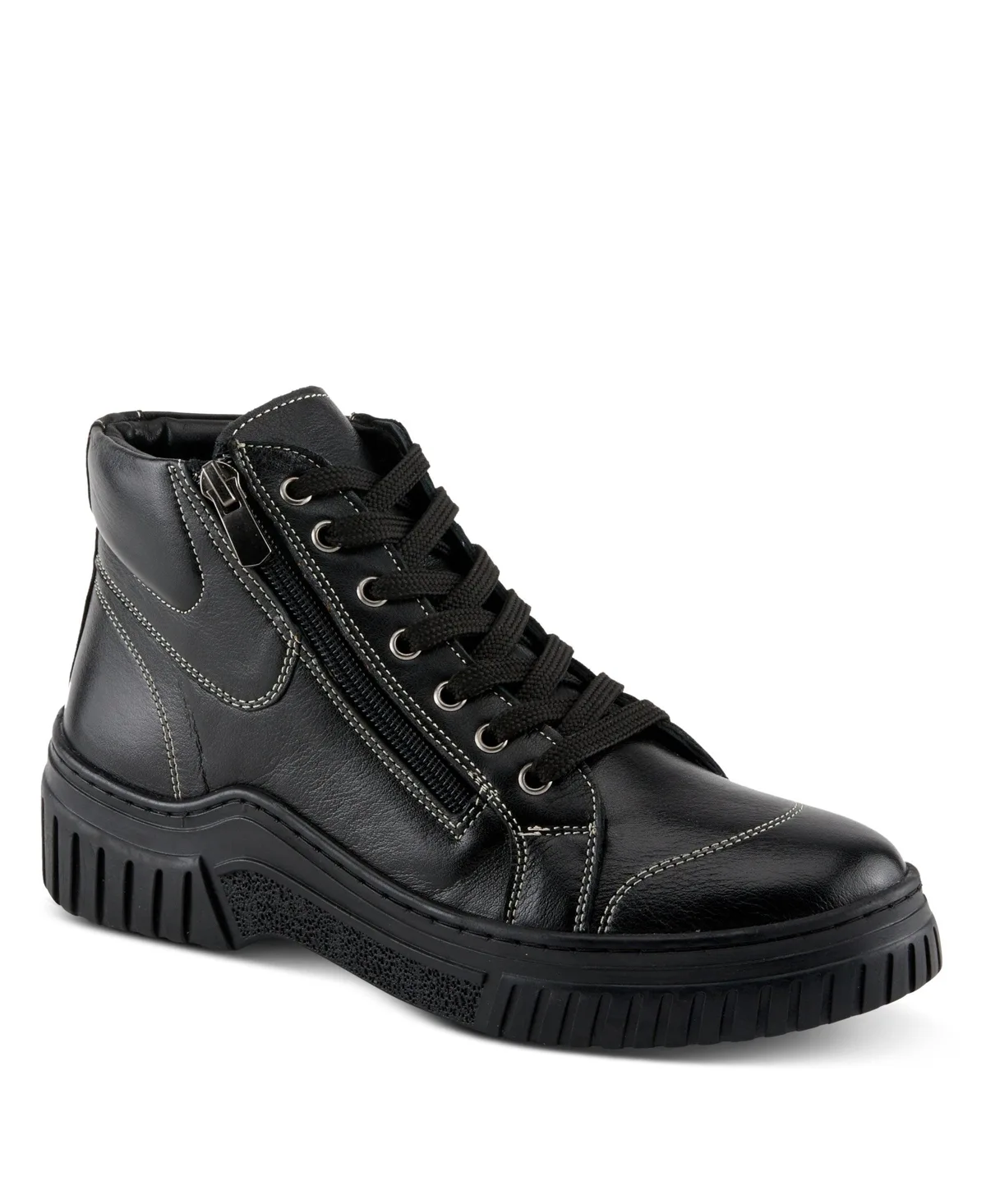 Loeva Leather High-Top Sneaker Boot with Removable Insole and Zipper Access by Spring Step
