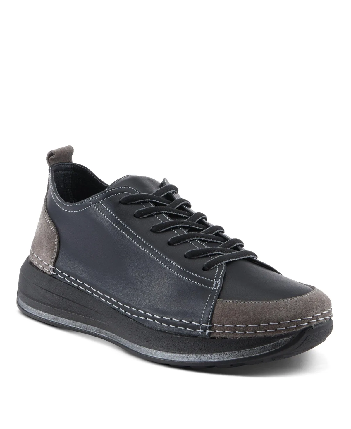 Angolan Leather and Suede Sport-Inspired Shoe with Removable Insole and Elevated Sole