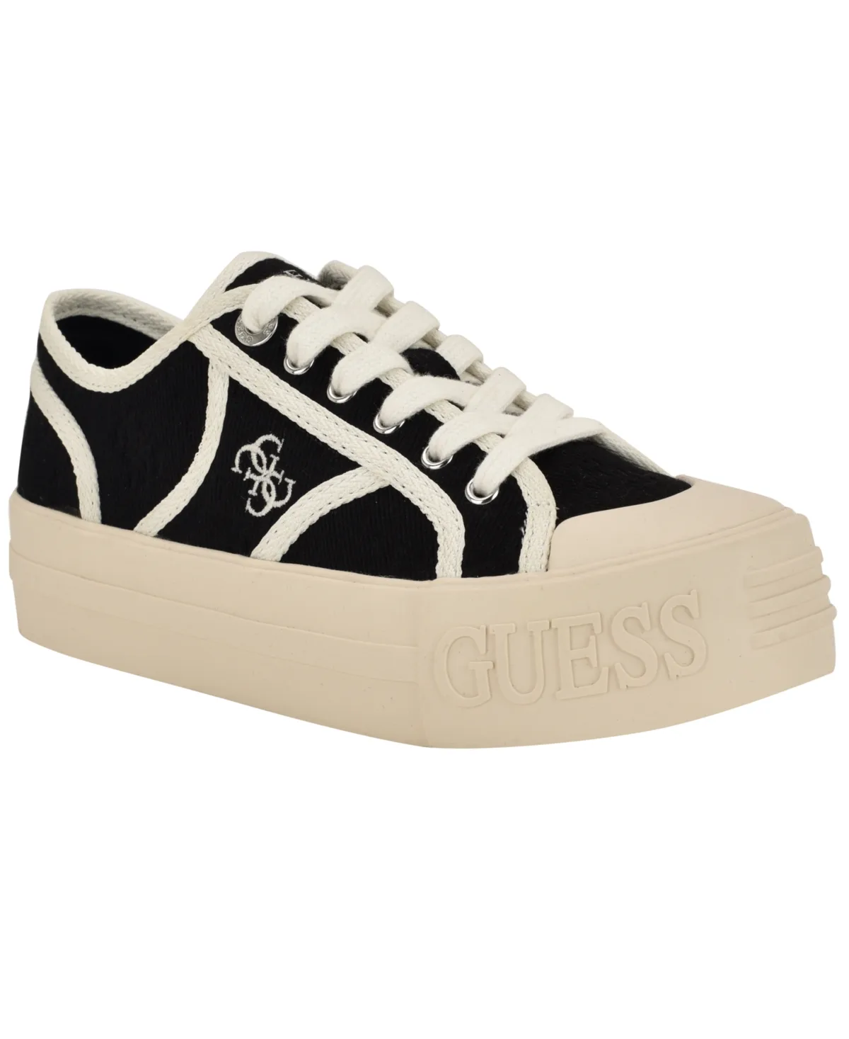 Issah Branded Platform Lace-Up Sneakers by Guess