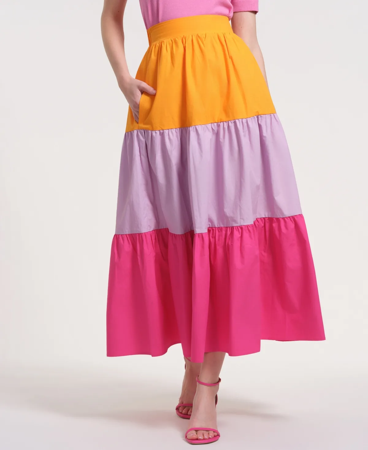 Pull-On Tiered Maxi Long Skirt