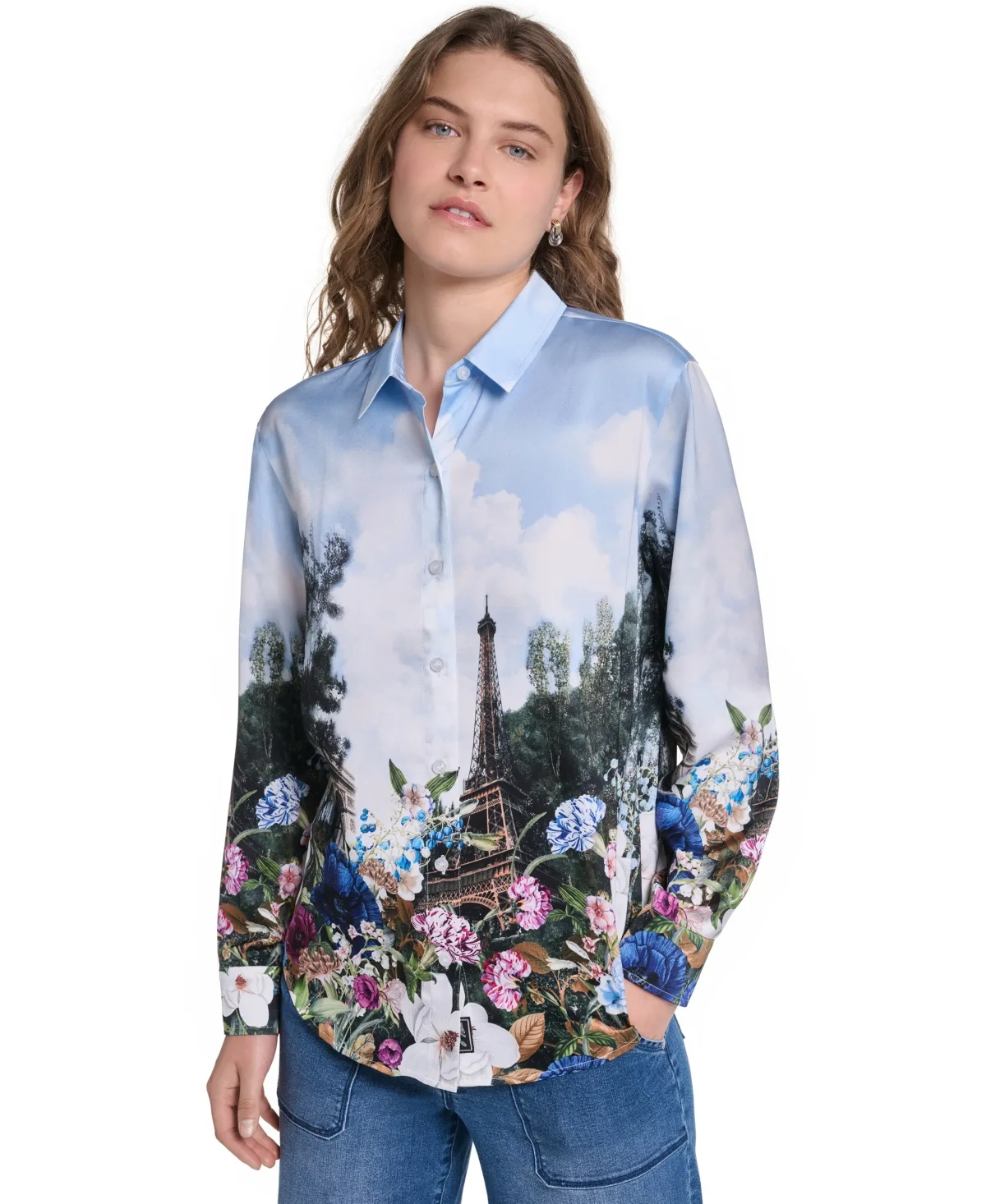 Printed Collared Neck Blouse by Karl Lagerfeld Paris