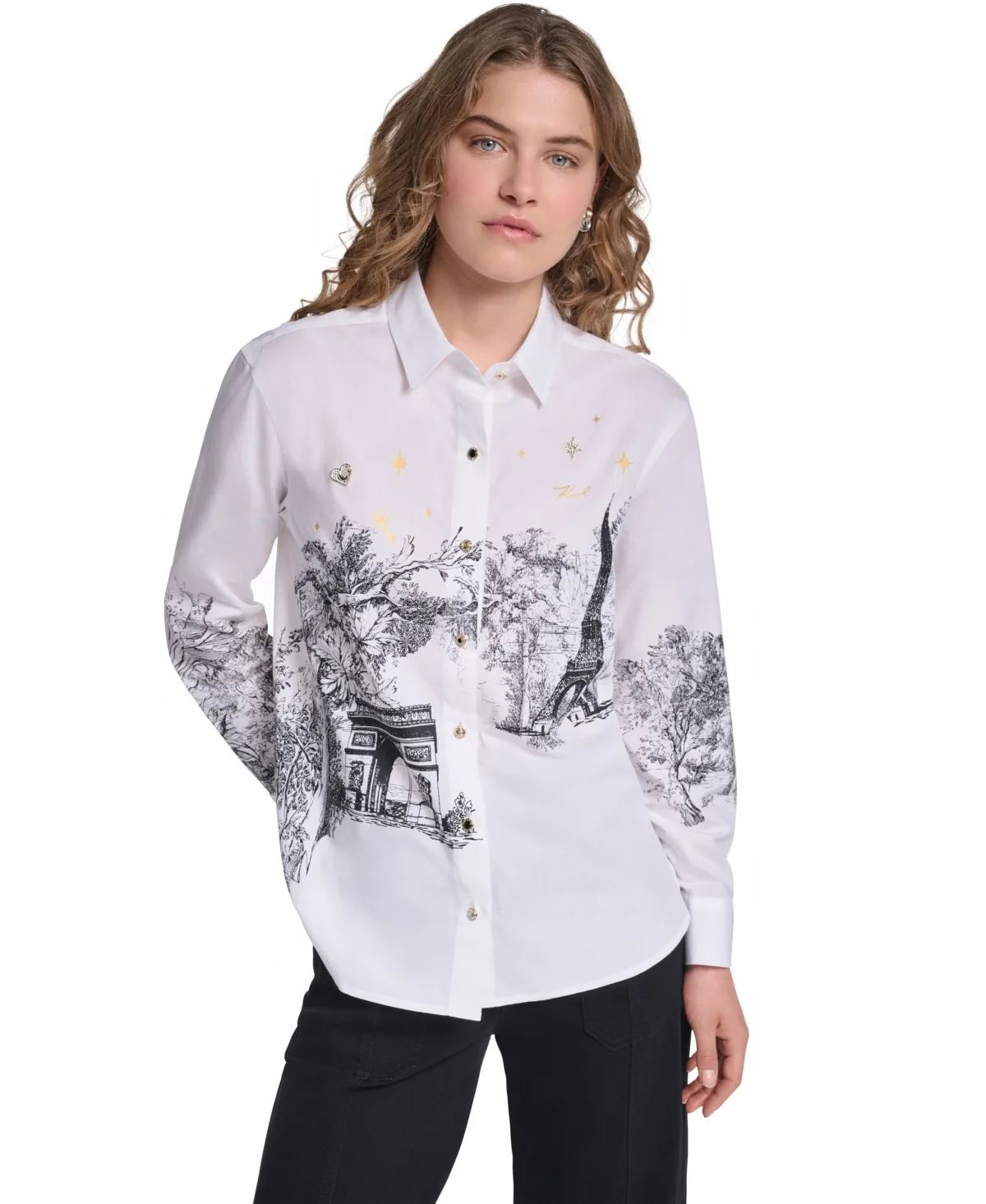 Parisian Graphics Long-Sleeve Shirt by Karl Lagerfeld Paris