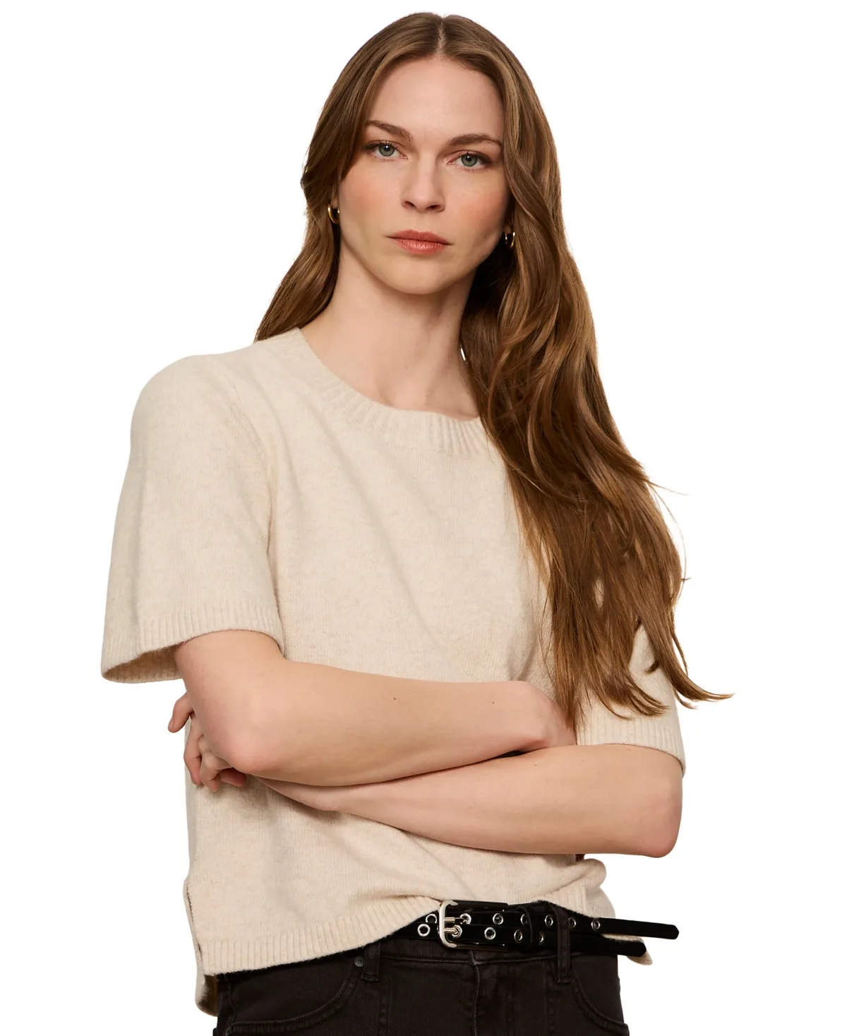 Short-Sleeve Crewneck Sweater by Sanctuary