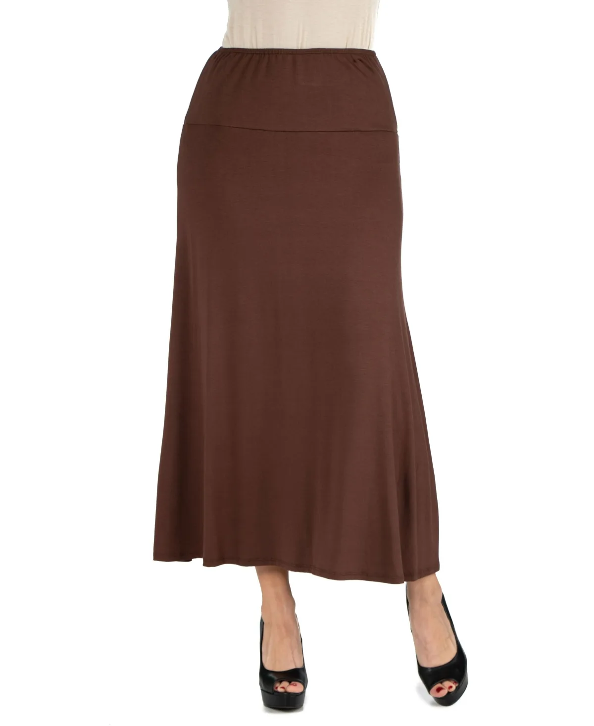 Elastic Waist Maxi Skirt by 24seven Comfort Apparel