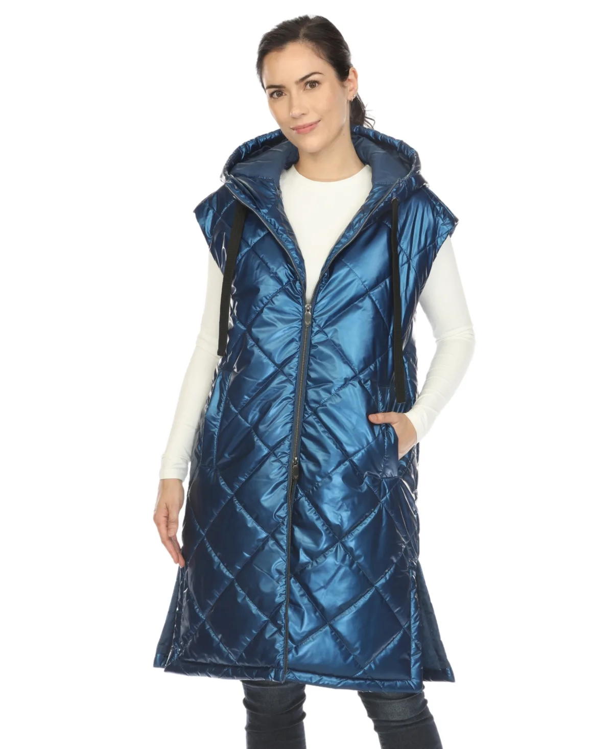 Long Puffer Vest Jacket by White Mark
