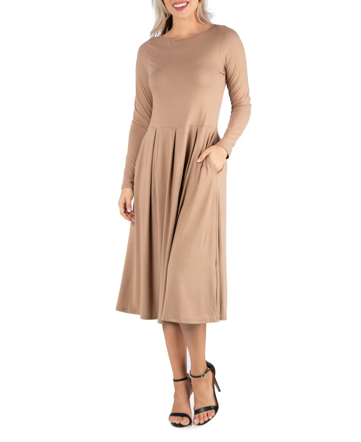 Midi Length Fit and Flare Dress by 24seven Comfort Apparel