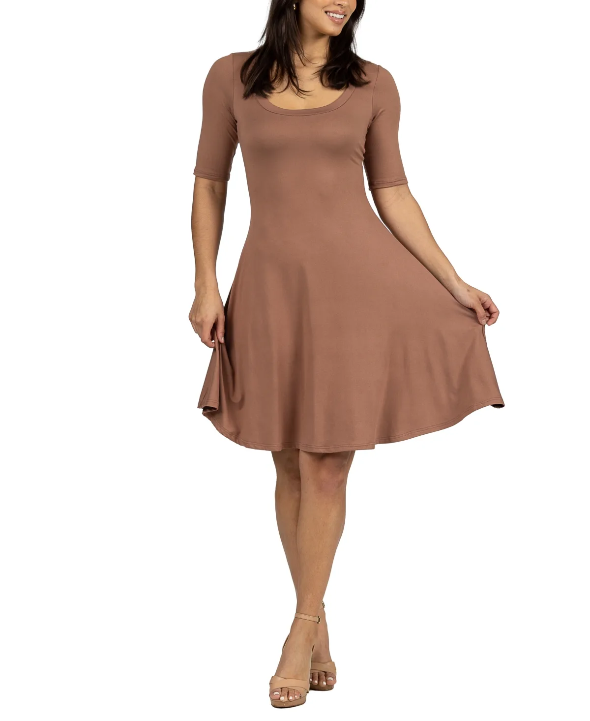 A-Line Dress with Elbow Length Sleeves by 24seven Comfort Apparel