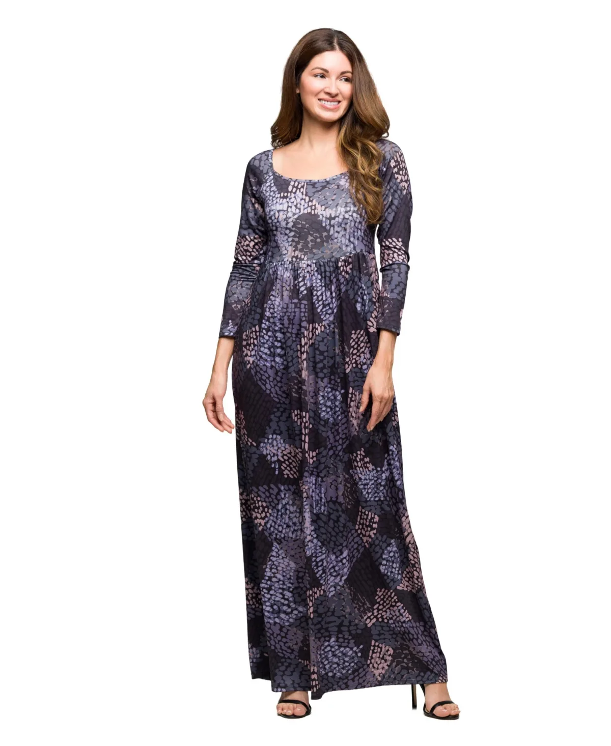Long Sleeve Empire Waist Maxi Dress by 24seven Comfort Apparel