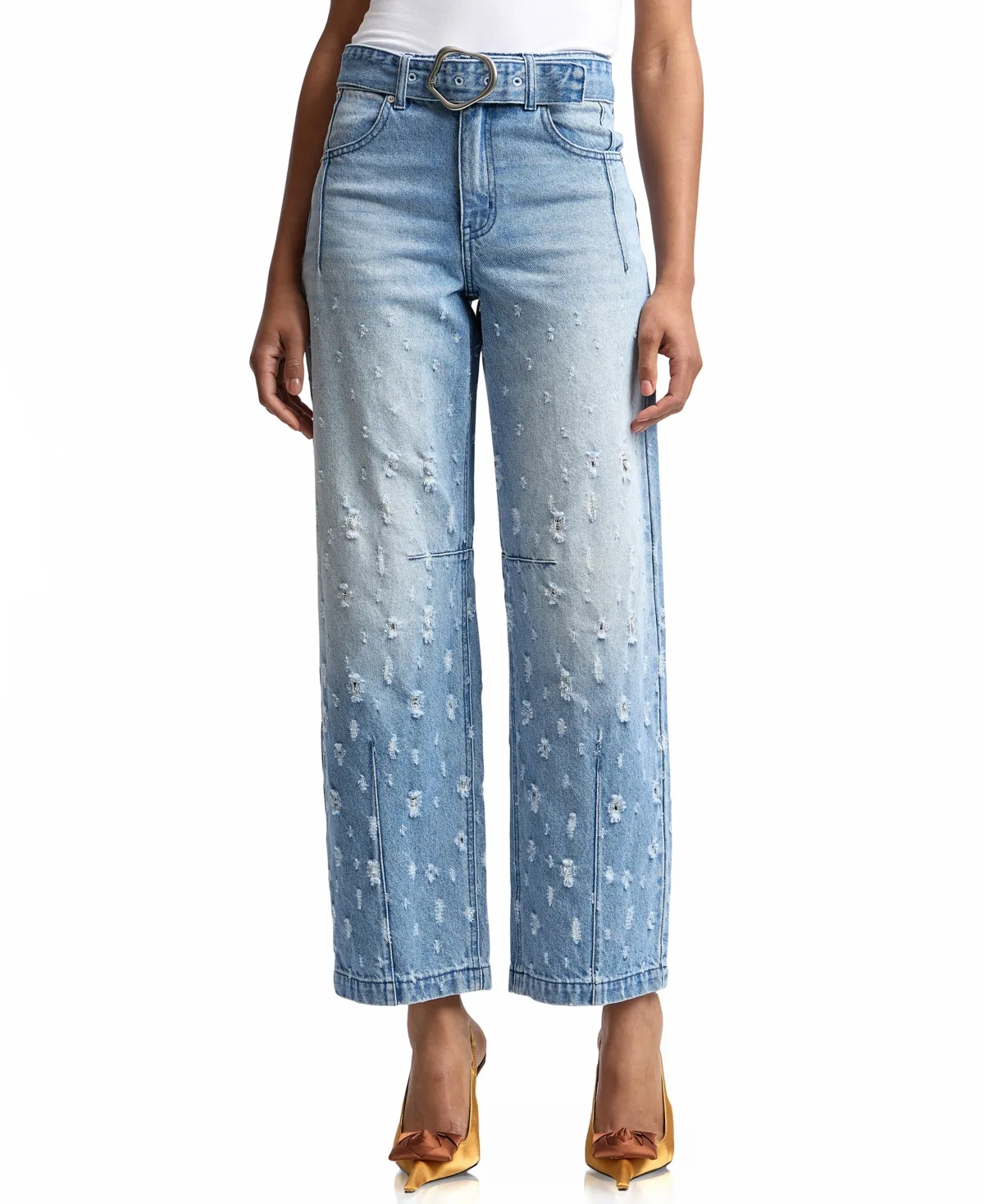 Distress Darted Straight Jeans by Avec Les Filles