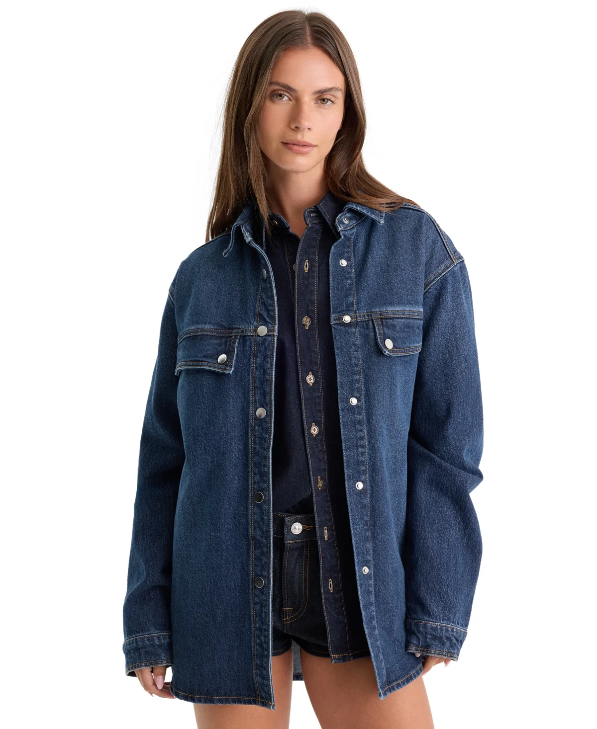 Collared Long-Sleeve Button-Front Top by Good American