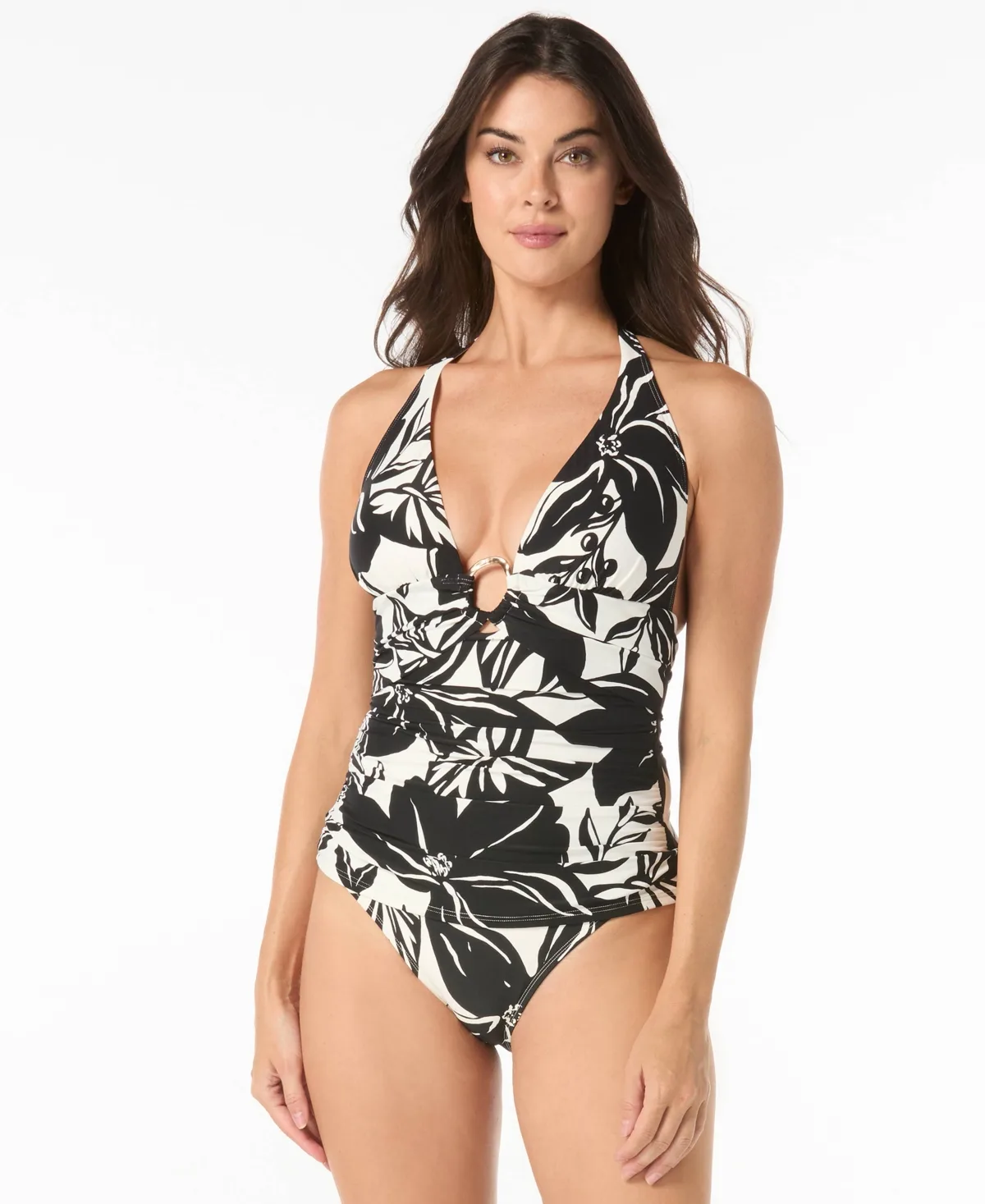 Shirred Halter Tankini Top by Carmen Marc Valvo