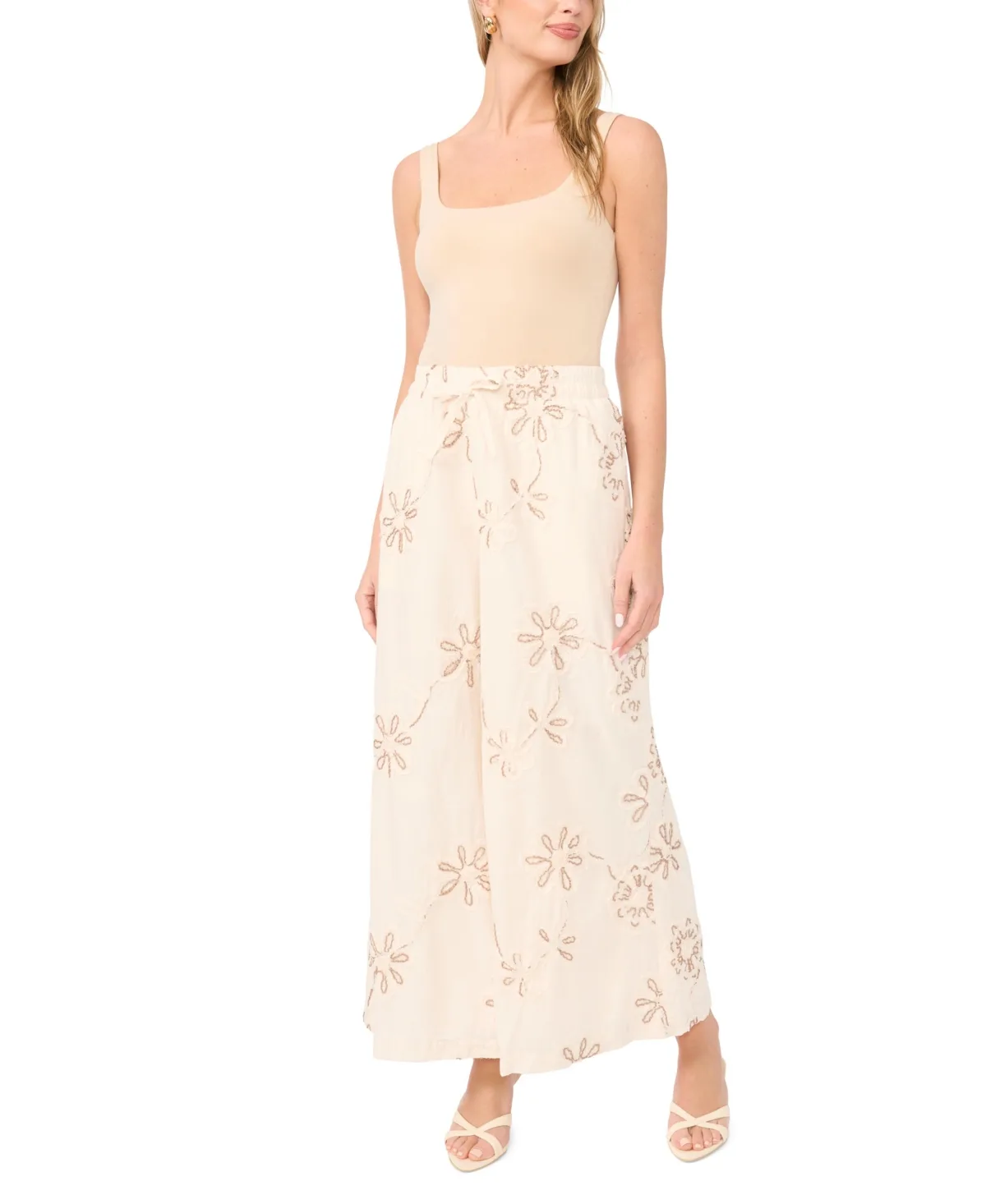 Angled-Hem Elastic-Waist Pants by Vince Camuto