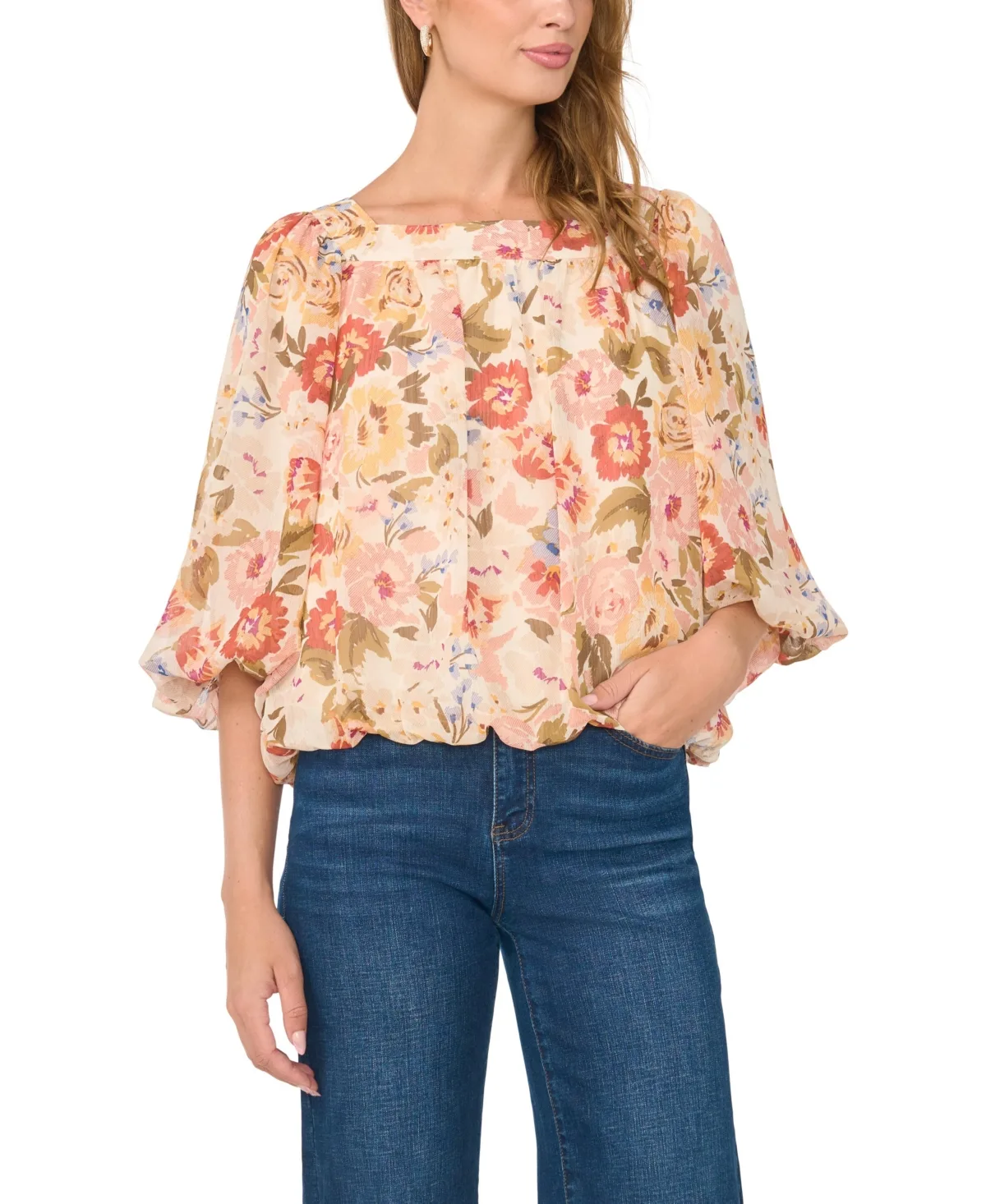 Square Neck Bubble Blouse by Vince Camuto