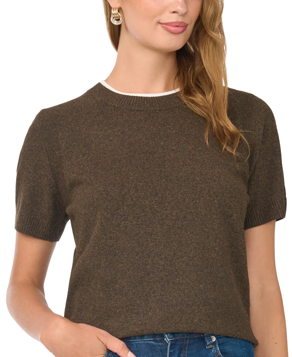 Short-Sleeve Crewneck Sweater