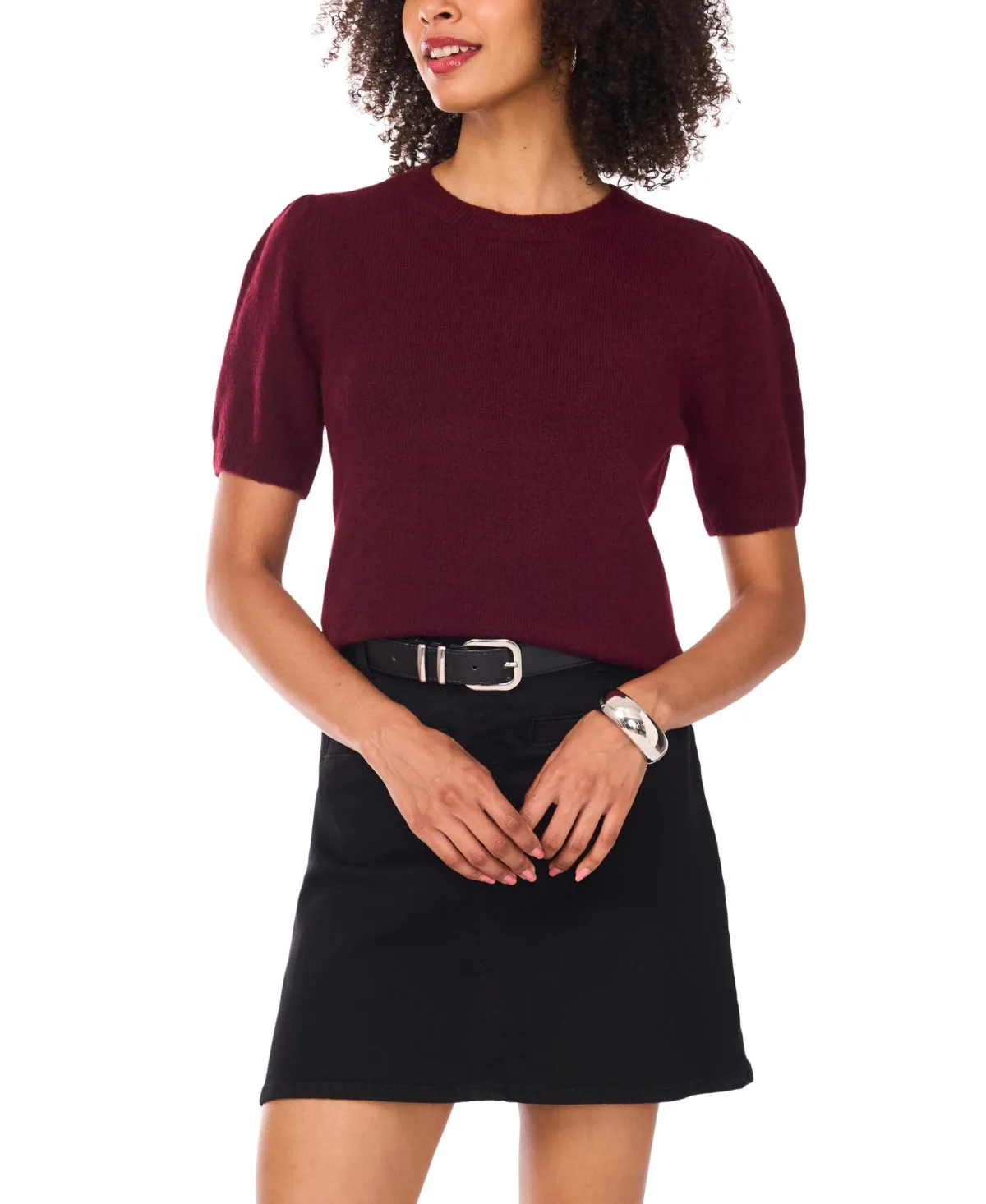 Short-Sleeve Crewneck Sweater by Vince Camuto