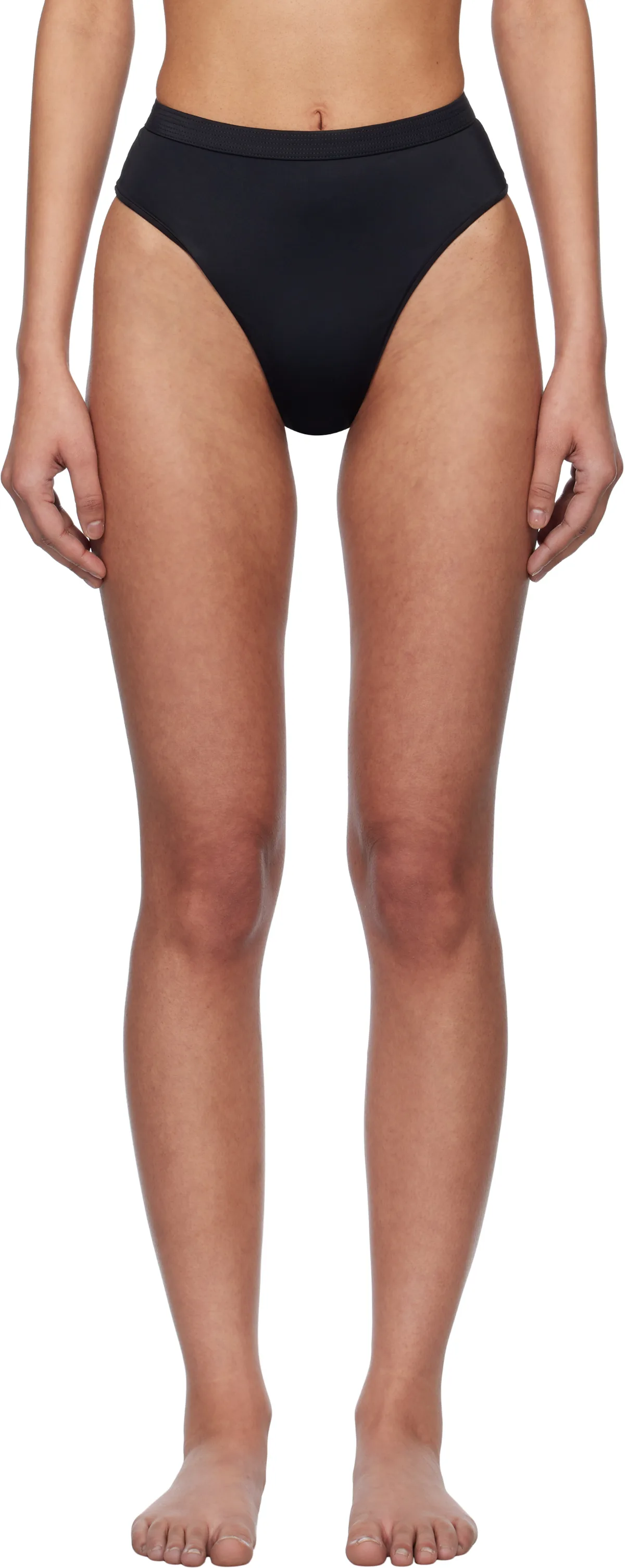 Black Nylon Jersey Bikini Bottom by Versace Underwear
