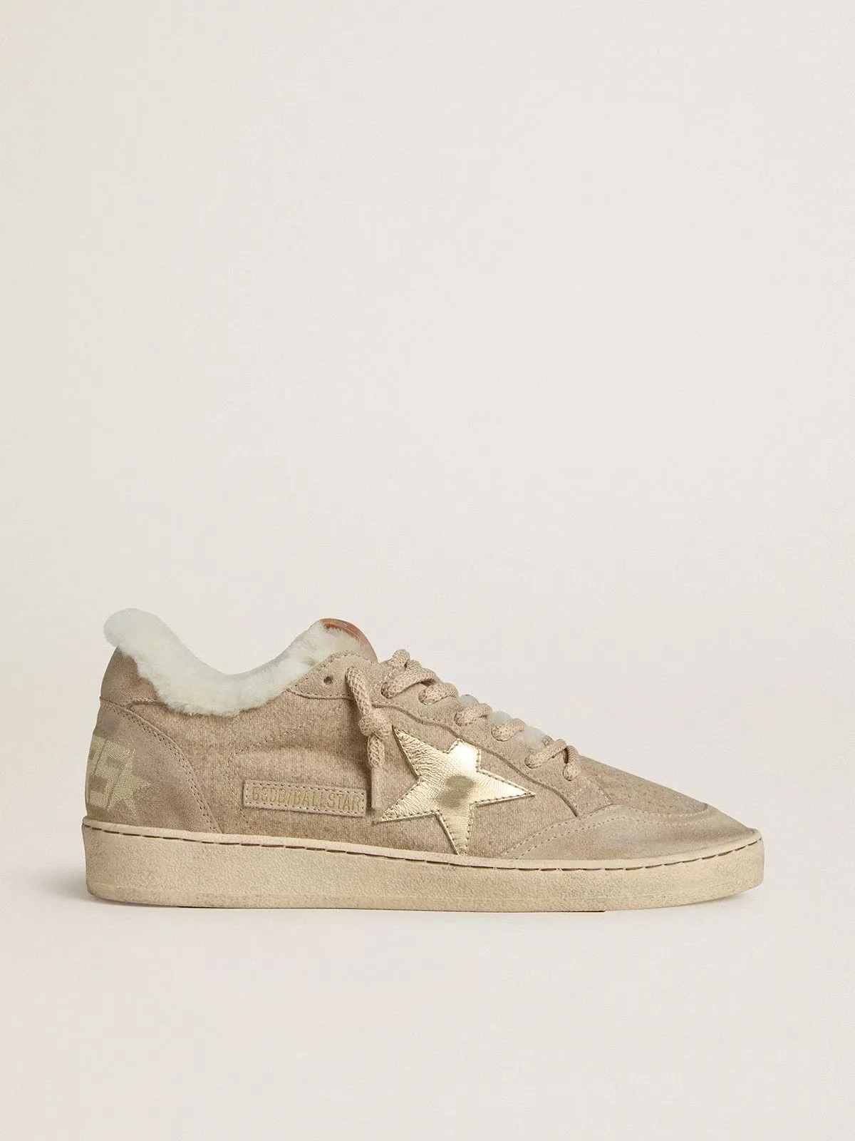 Ball Star in Wool with Gold Leather Star and White Shearling Lining by Golden Goose