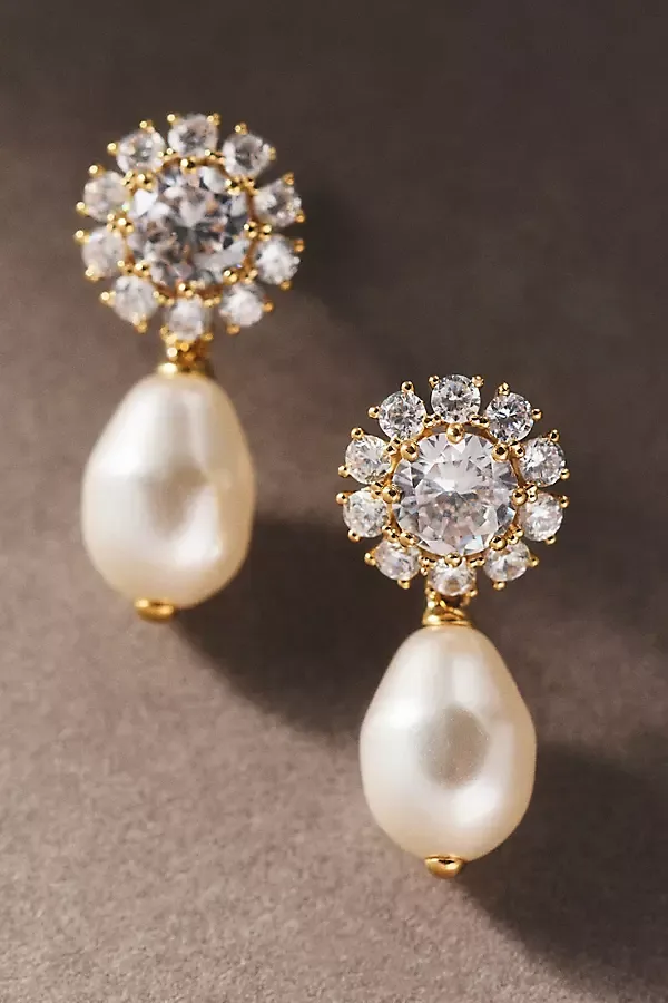 Sunflower Pearl Drop Earrings