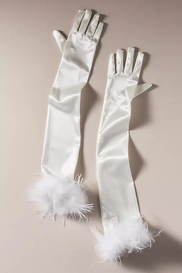 Olivia Faux-Feather Gloves by Untamed Petals