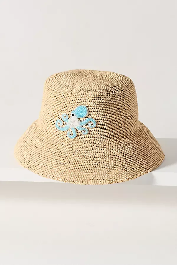 Octopus Straw Bucket Hat by By Anthropologie