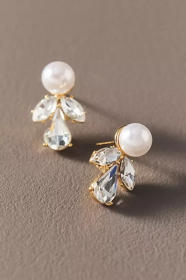 Pearled Crystal Cluster Earrings by By Anthropologie Weddings