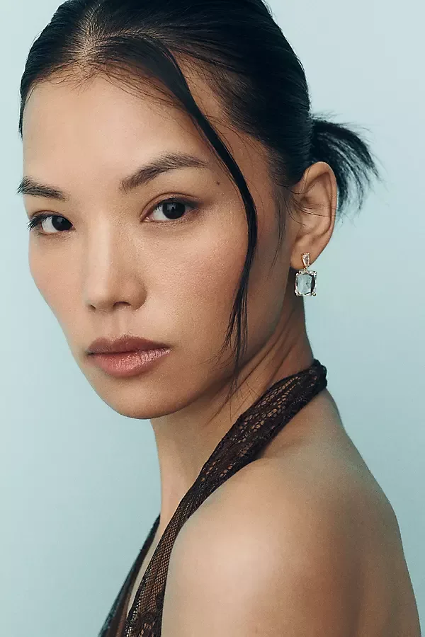 Square Crystal Drop Earrings by By Anthropologie Weddings