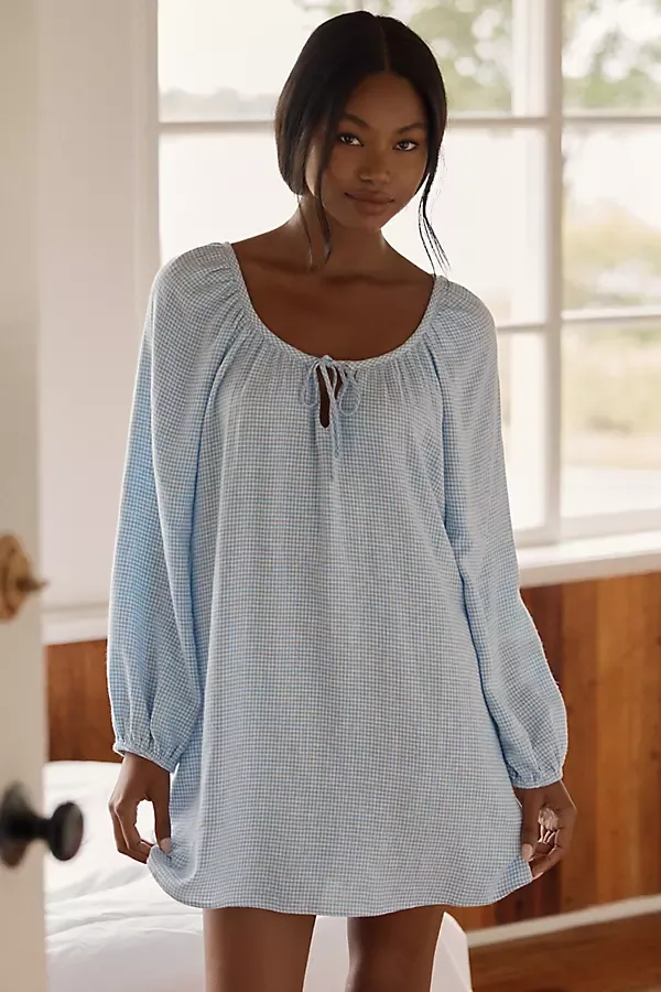 Linen-Blend Mini Dress by Eberjey