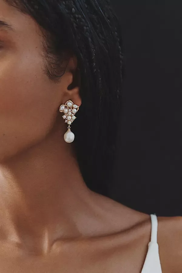 Clustered Pearl Crystal Earrings