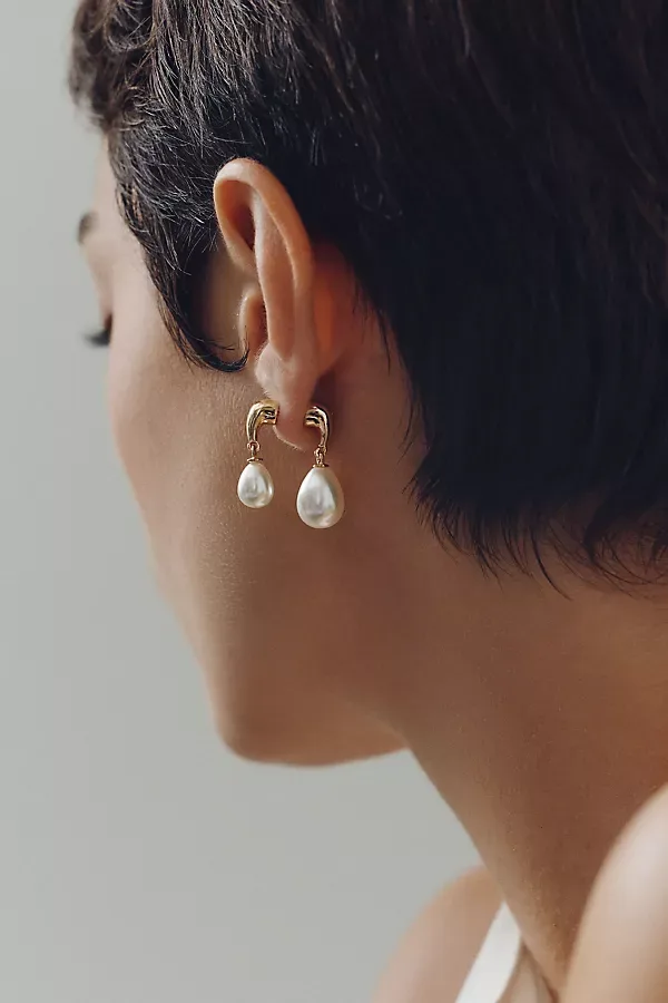 Studio Bride Gilded Asymmetric Pearl Drop Earrings