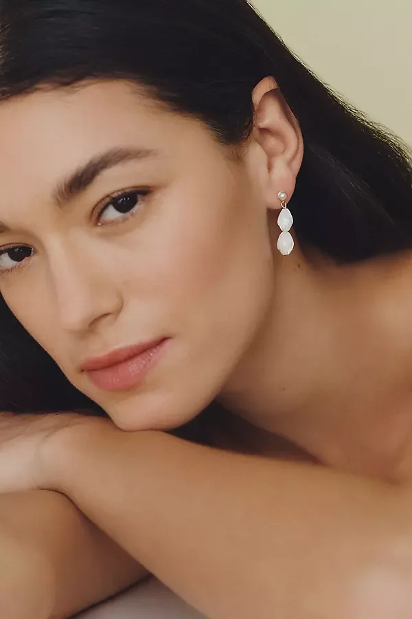 A. B. Ellie Mother of Pearl Stacked Drop Earrings