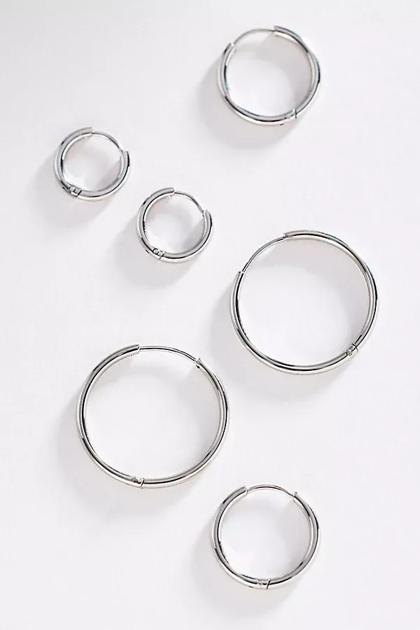 Water-Resistant Hoop Earrings, Set of 3