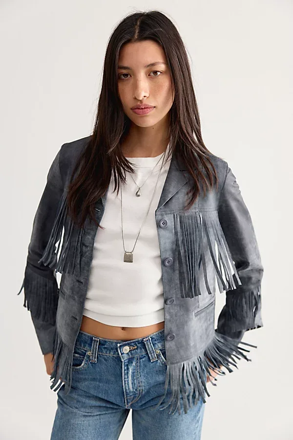 Annie Distressed Leather Jacket by JAKETT